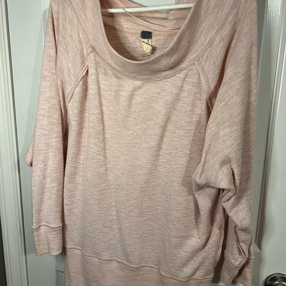 Free People Pink Long Sleeve Off the shoulder Top